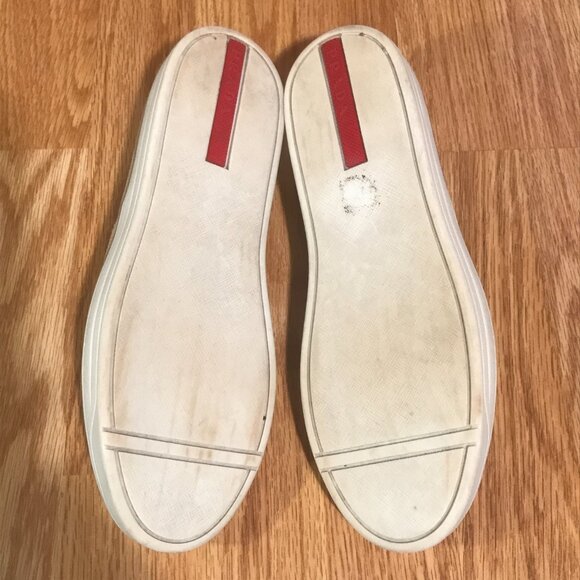 Prada Tan Suede Leather Slip on Sneaker Loafers Size 7 - Picture 9 of 12